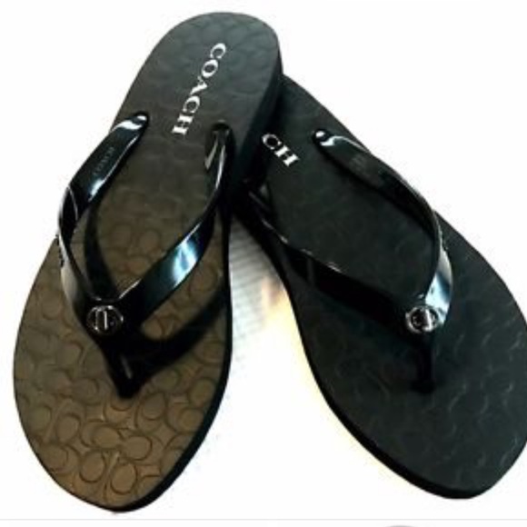 coach abbigail flip flops black